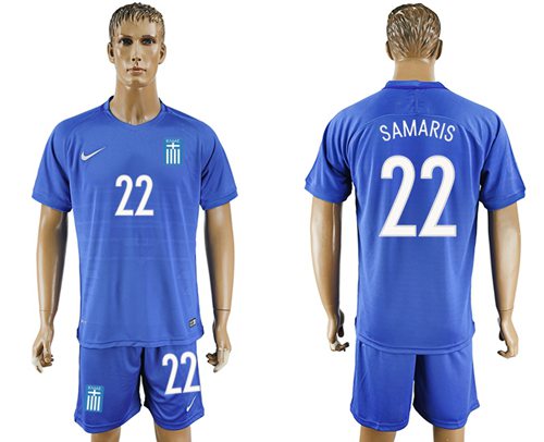 Greece 22 Samaris Away Soccer Country Jersey