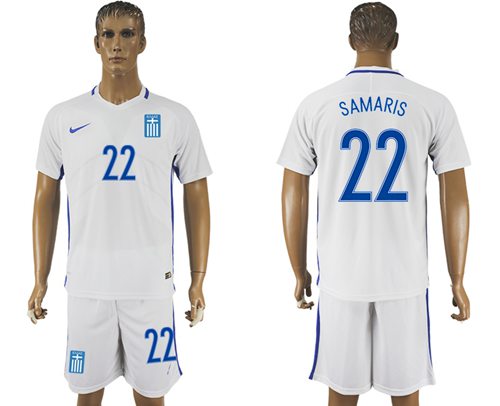 Greece 22 Samaris Home Soccer Country Jersey