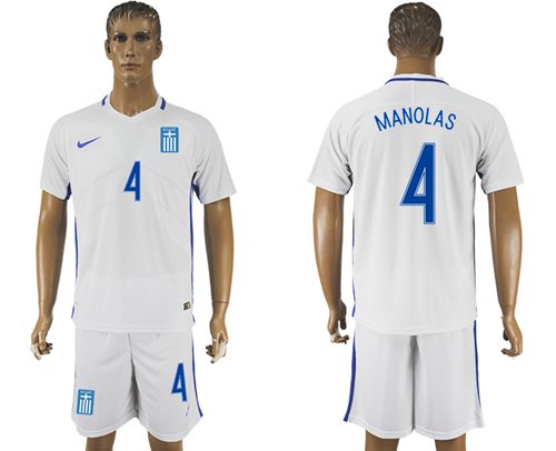 Greece 4 Manolas Home Soccer Country Jersey