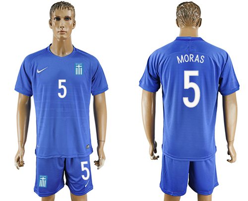 Greece 5 Moras Away Soccer Country Jersey