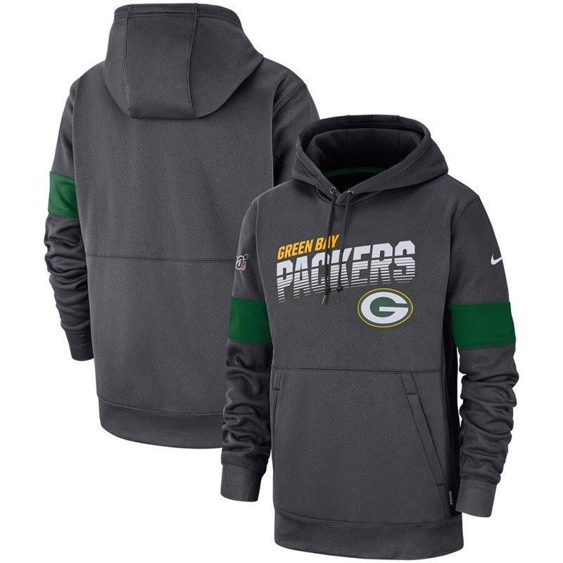Green Bay Packers Nike Sideline Team Logo Performance Pullover Hoodie Anthracite