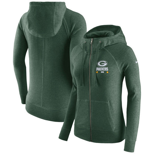 Green Bay Packers  Women's Gym Vintage Full Zip Hoodie Green