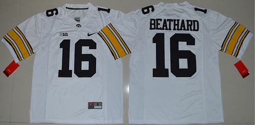 Hawkeyes 16 C J Beathard White Stitched NCAA Jersey