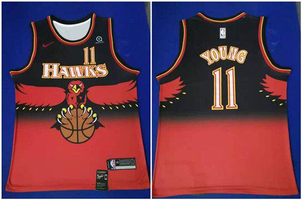 Hawks 11 Trae Young Red Nike Throwback Swingman Jersey