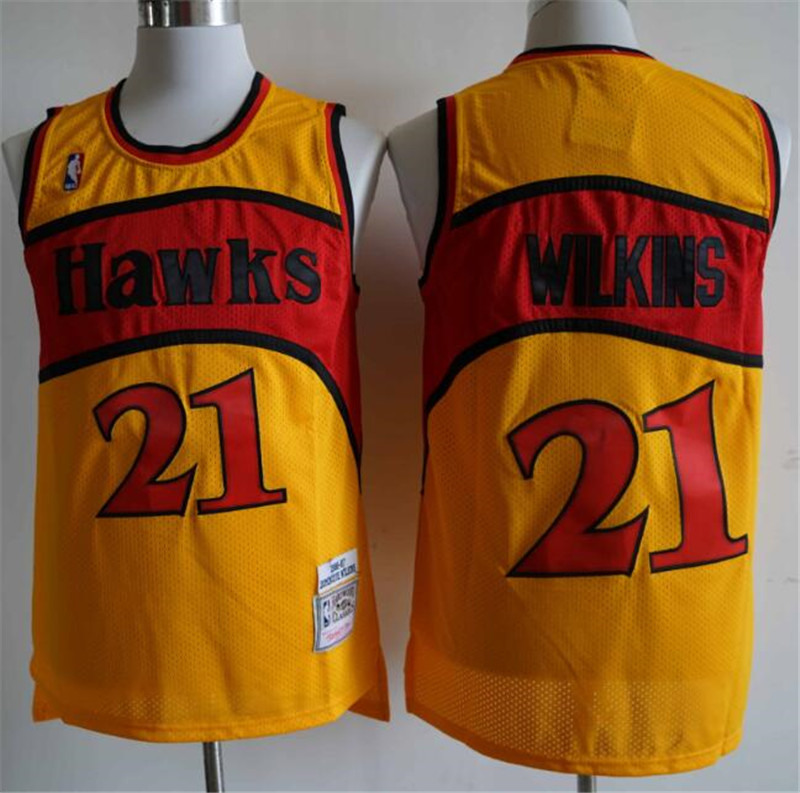 Hawks 21 Dominique Wilkins Orange 1986 87 Hardwood Classics Jersey