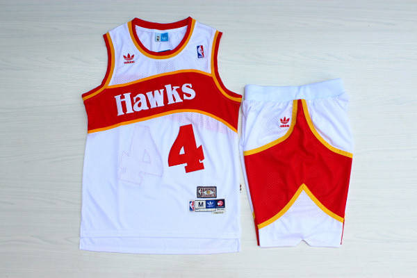 Hawks 4 Spud Webb White Hardwood Classics Jersey(With Shorts)