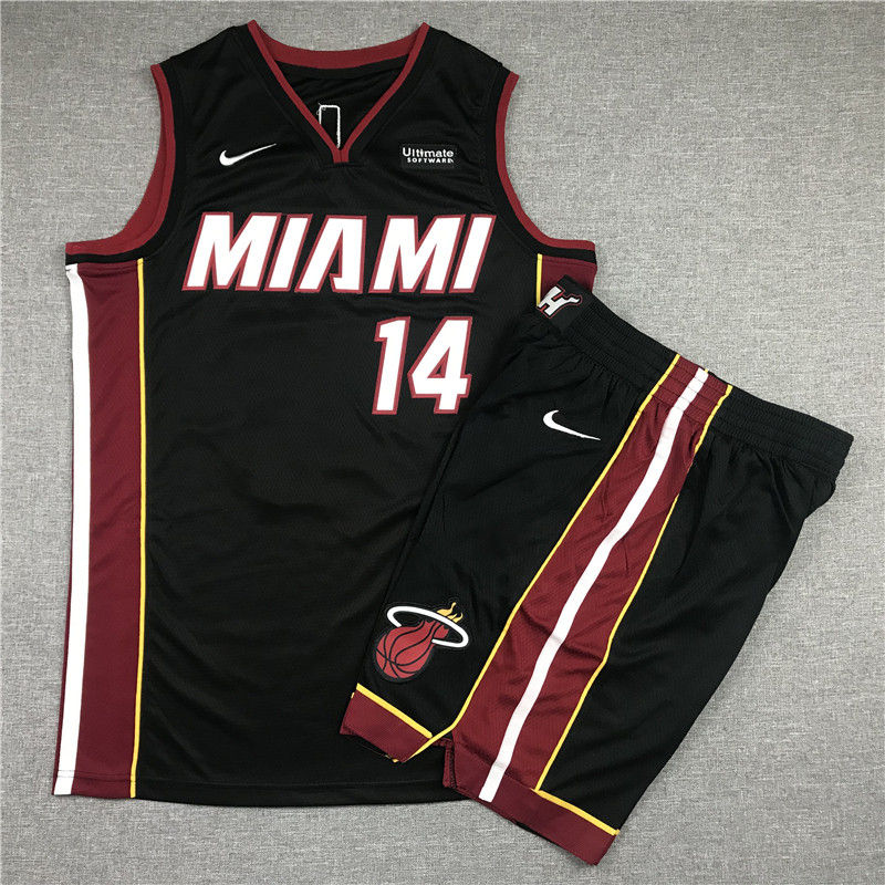 Heat 14 Tyler Herro Black Nike Swingman Jersey(With Shorts)
