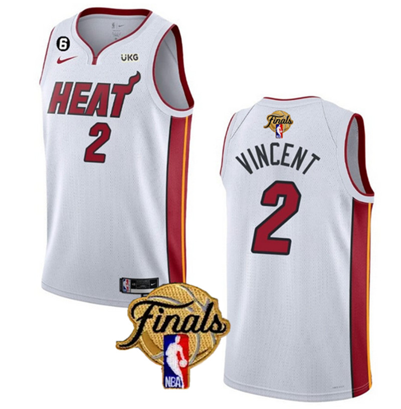 Heat 2 Gabe Vincent White Nike 2023 NBA Finals NO.6 Patch Swingman Jersey