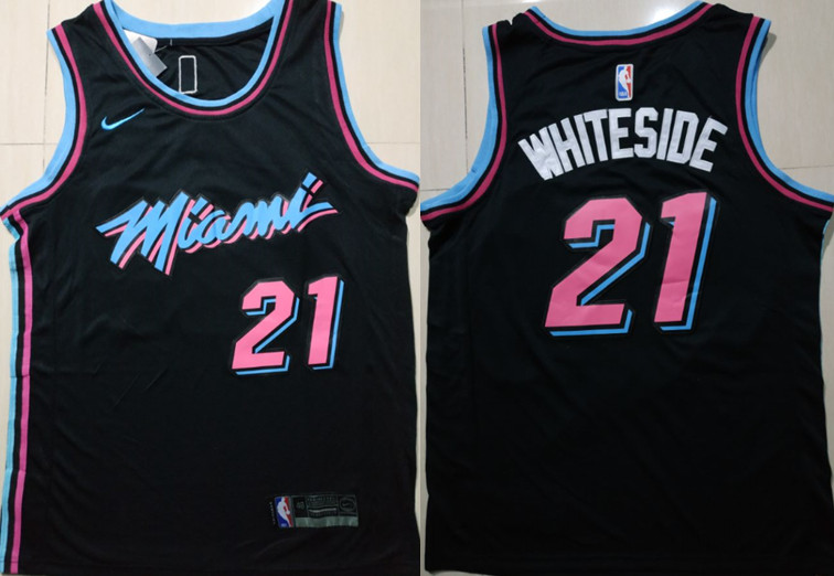 Heat 21 Hassan Whiteside Black 2018 19 City Edition  Swingman Jersey