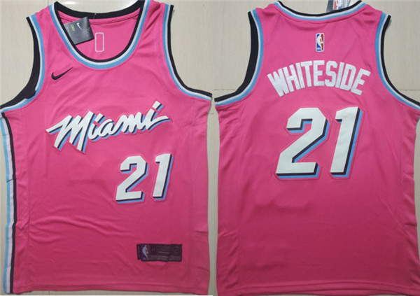 Heat 21 Hassan Whiteside Pink 2018 19 Earned Edition  Swingman Jersey
