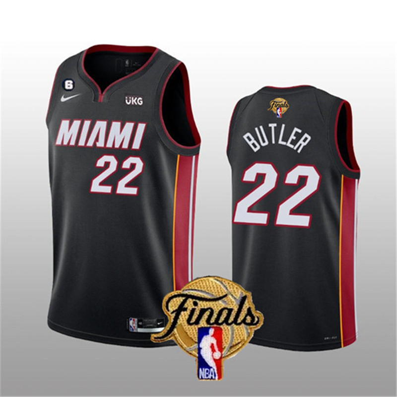 Heat 22 Jimmy Butler Black Nike 2023 NBA Finals NO.6 Patch Swingman Jersey