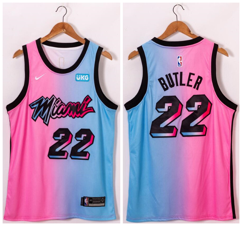 Heat 22 Jimmy Butler Blue Pink Nike 2021 City Edition Swingman Jersey