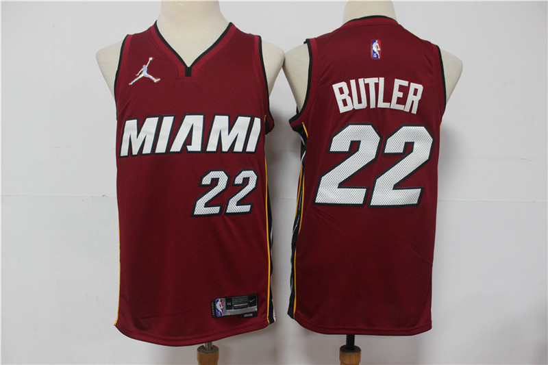 Heat 22 Jimmy Butler Red Jordan Diamond 75th Anniversary City Edition Swingman Jersey