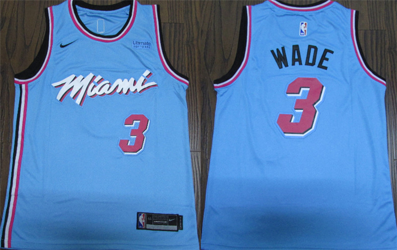 Heat 3 Dwyane Wade Blue 2019 20 Nike City Edition Swingman Jersey