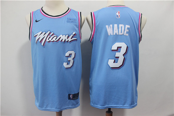 Heat 3 Dwyane Wade Light Blue  Swingman Jersey