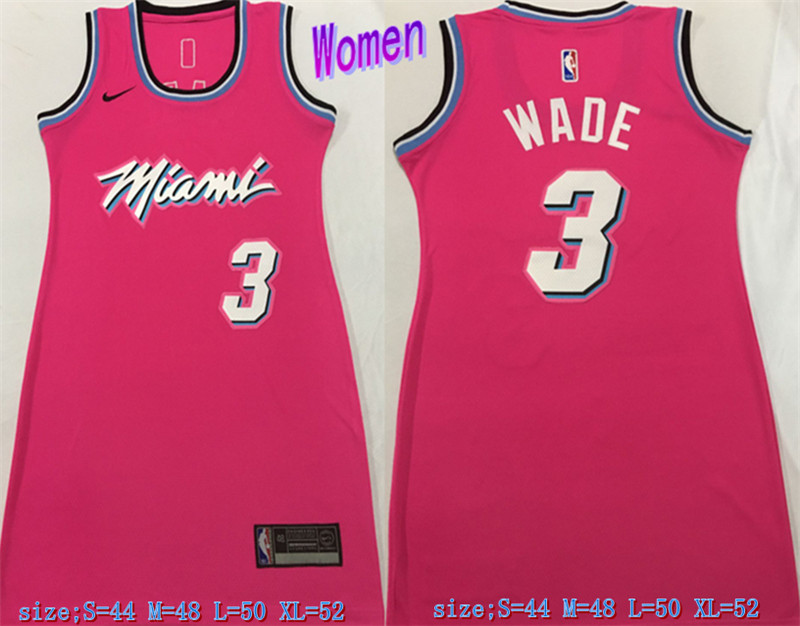 Heat 3 Dwyane Wade Pink Women Nike Swingman Jersey