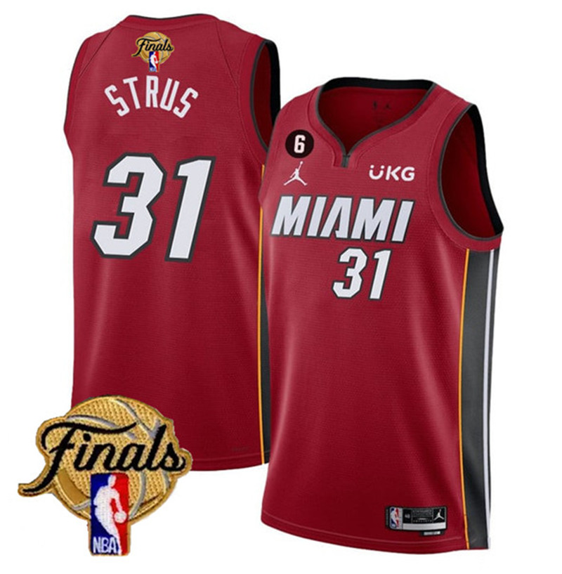 Heat 31 Max Strus Red 2023 NBA Finals NO.6 Patch Swingman Jersey