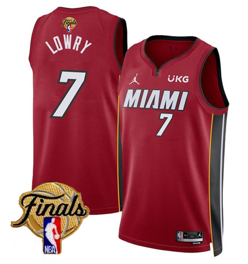 Heat 7 Kyle Lowry Red 2023 NBA Finals Patch Swingman Jersey