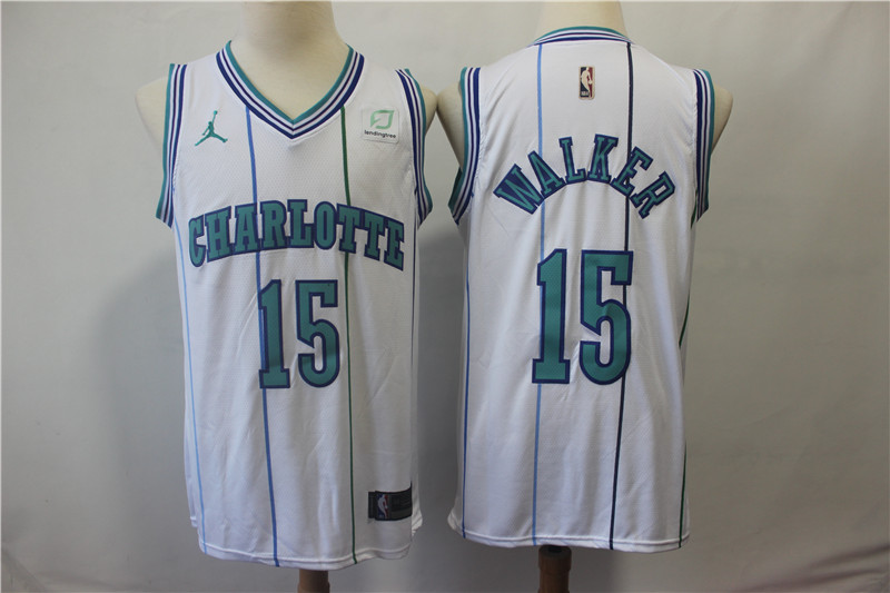 Hornets 15 Kemba Walker White Hardwood Classics  Swingman Jersey