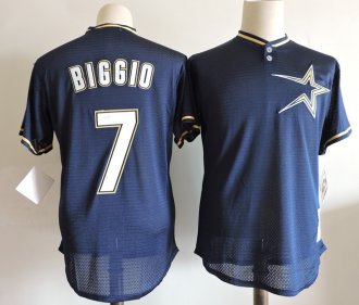 Houston Astros Throwback 7 Biggio Navy Cool base baseball Jersey