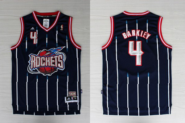 Houston Rockets #4 Charles Barkley Hardwood Classics Swingman Navy Blue Stripe Jersey