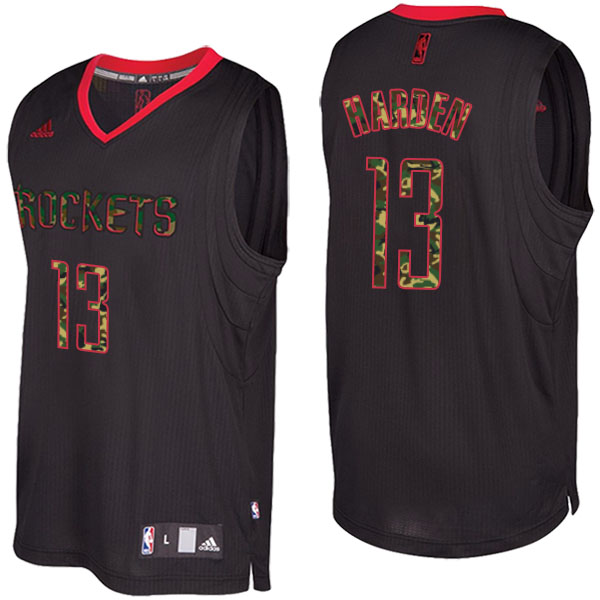 Houston Rockets James Harden Camo Fashion Swingman Black Jersey