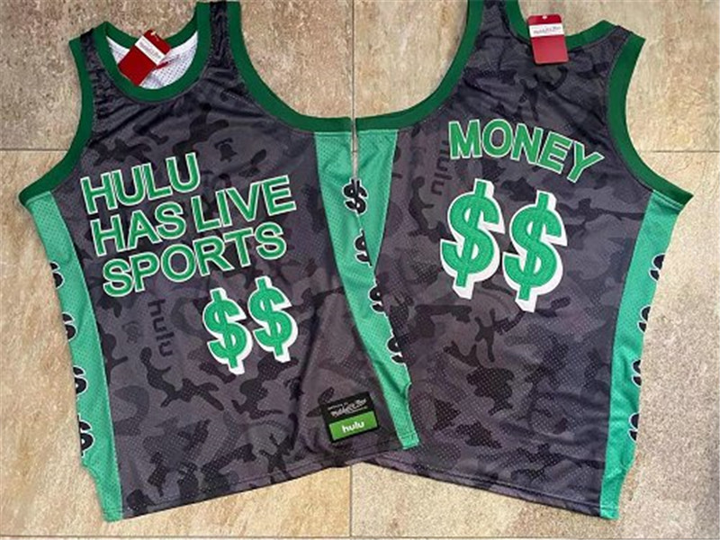 Hulu Has Live Sports Black $$ Money Stitched Basketball Jersey