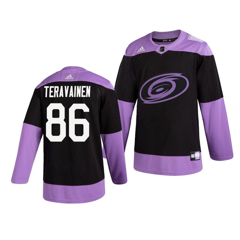 Hurricanes 86 Teuvo Teravainen Black Purple Hockey Fights Cancer Adidas Jersey