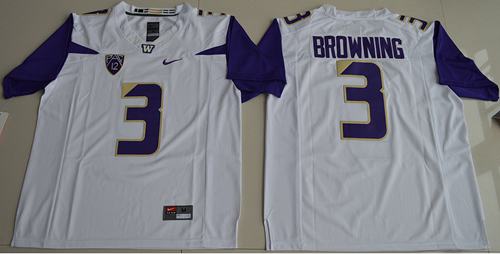 Huskies 3 Jake Browning White Limited Stitched NCAA Jersey