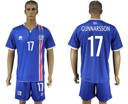 Iceland 17 Gunnarsson Home Soccer Country Jersey