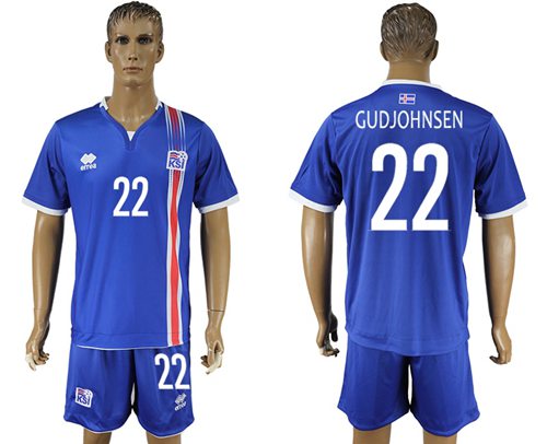Iceland 22 Gudjohnsen Home Soccer Country Jersey