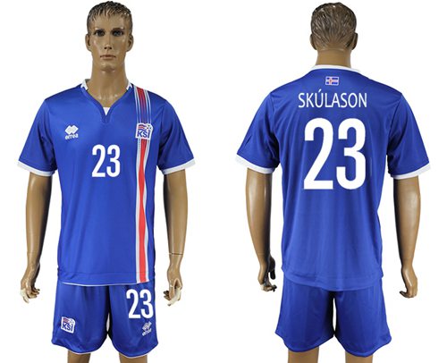 Iceland 23 Skulason Home Soccer Country Jersey