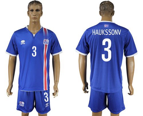 Iceland 3 Haukssonv Home Soccer Country Jersey