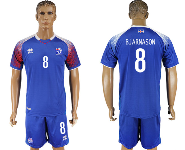 Iceland 8 BJARNASON Home 2018 FIFA World Cup Soccer Jersey