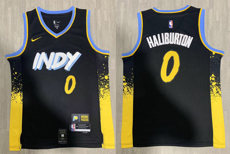 Indiana 0 DTyrese Haliburton Black Nike 2023 24 City Edition Swingman Jersey