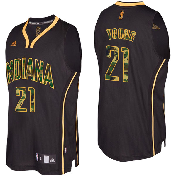 Indiana Pacers Thaddeus Young Camo Fashion Swingman Black Jersey