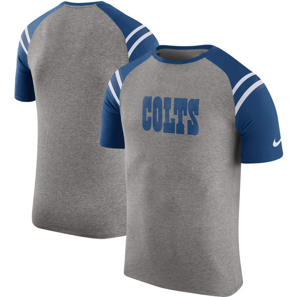 Indianapolis Colts  Enzyme Shoulder Stripe Raglan T Shirt Heathered Gray
