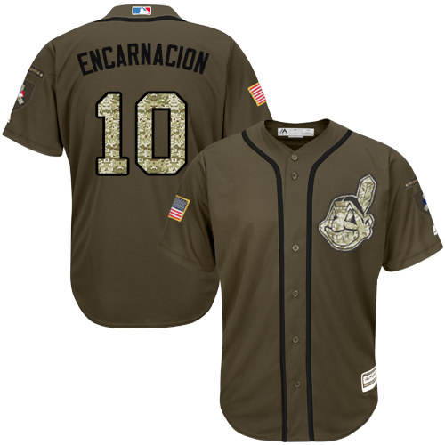 Indians 10 Edwin Encarnacion Green Salute to Service Stitched MLB Jersey