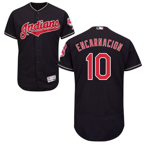 Indians 10 Edwin Encarnacion Navy Blue Flexbase Authentic Collection Stitched MLB Jersey