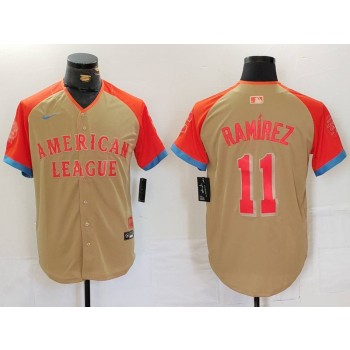 Indians 11 Jose Ramirez Cream 2024 All Star Nike Cool Base Men Jersey