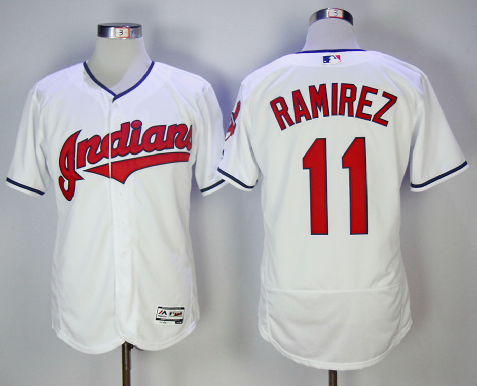 Indians 11 Jose Ramirez White Flexbase Jersey