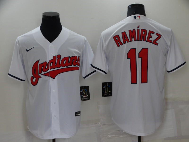 Indians 11 Jose Ramirez White Nike Cool Base Jersey