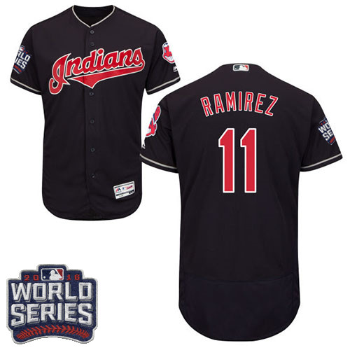 Indians 11 Juan Ramirez Navy 2016 World Series Flexbase Jersey