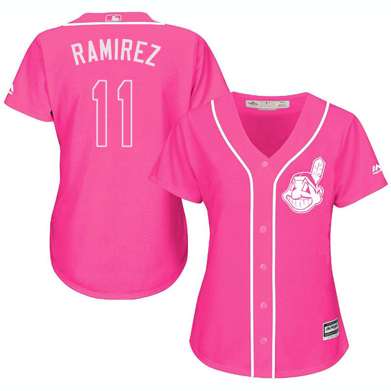 Indians 11 Juan Ramirez Pink Women Cool Base Jersey