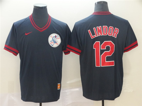 Indians 12 Francisco Lindor Black Throwback Jersey