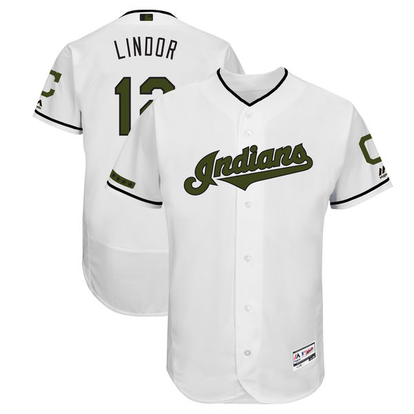 Indians 12 Francisco Lindor White 2018 Memorial Day Flexbase Jersey