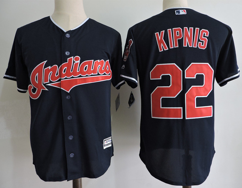 Indians 22 Jason Kipnis Navy Cool Base Jersey