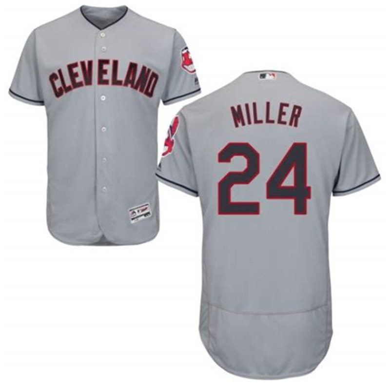 Indians 24 Andrew Miller Gray Flexbase Jersey