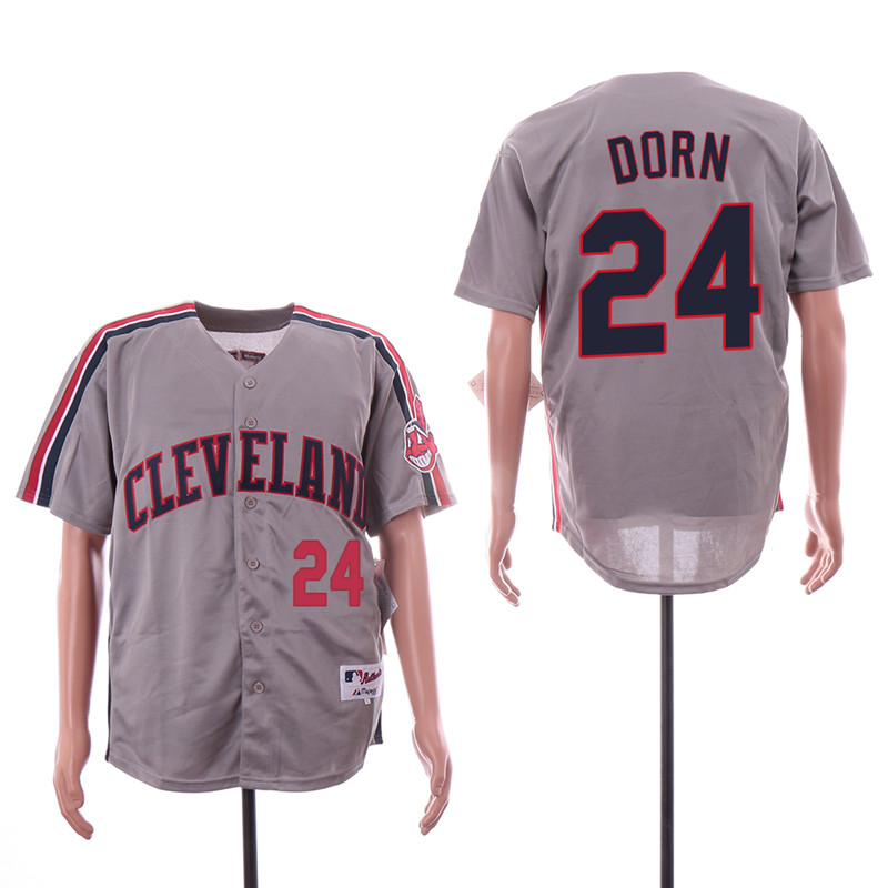 Indians 24 Roger Dorn Gray Turn Back The Clock Jersey