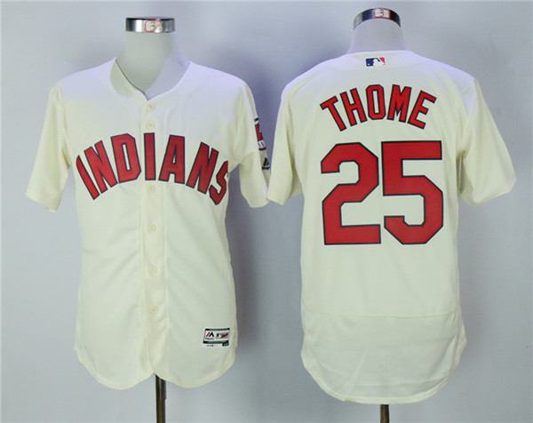 Indians 25 Jim Thome Cream Flexbase Jersey